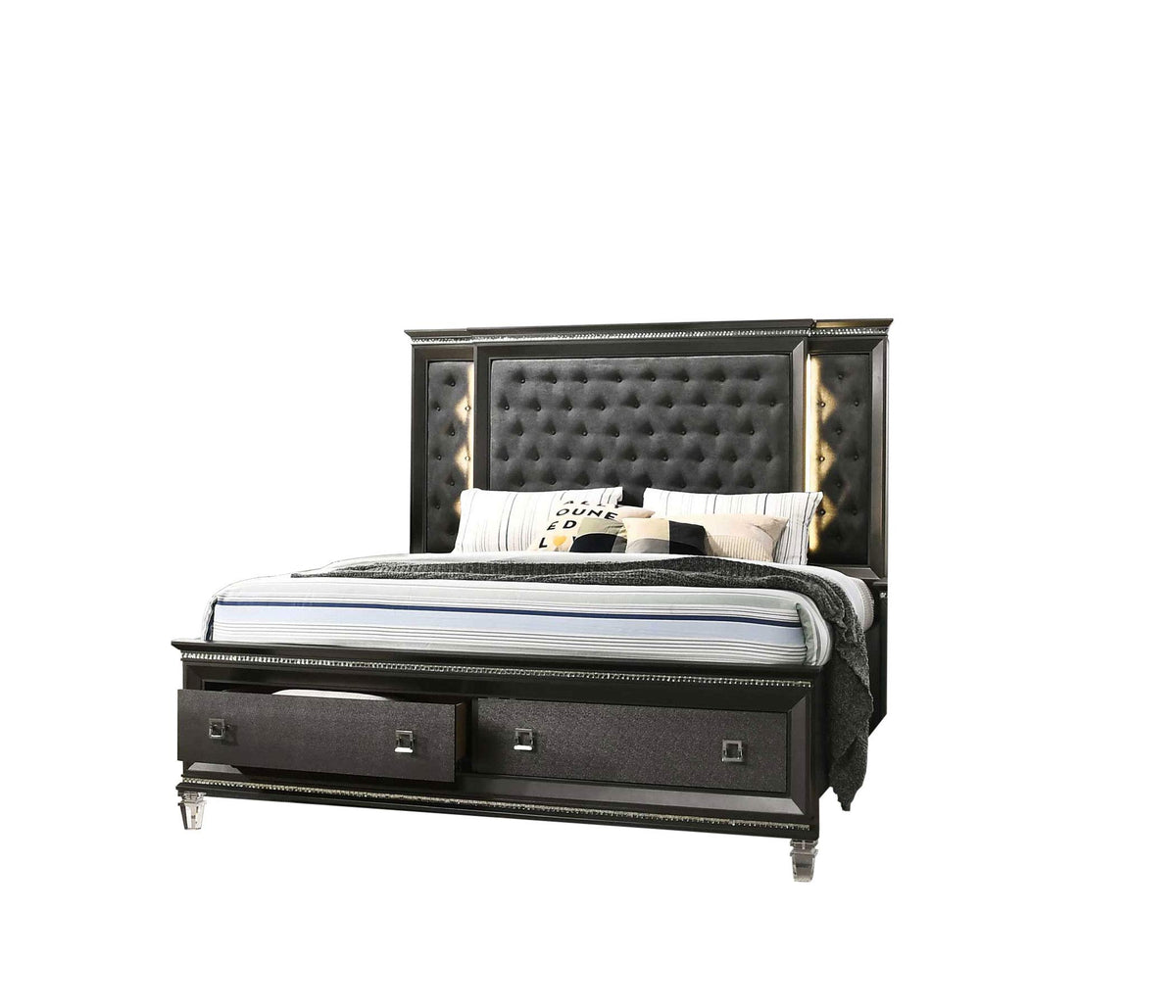 Best Quality Furniture Bellagio Queen Bed Only, Metallic Gray