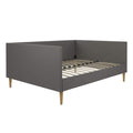 DHP Franklin Mid Century Upholstered Daybed, Queen Size, Grey Linen