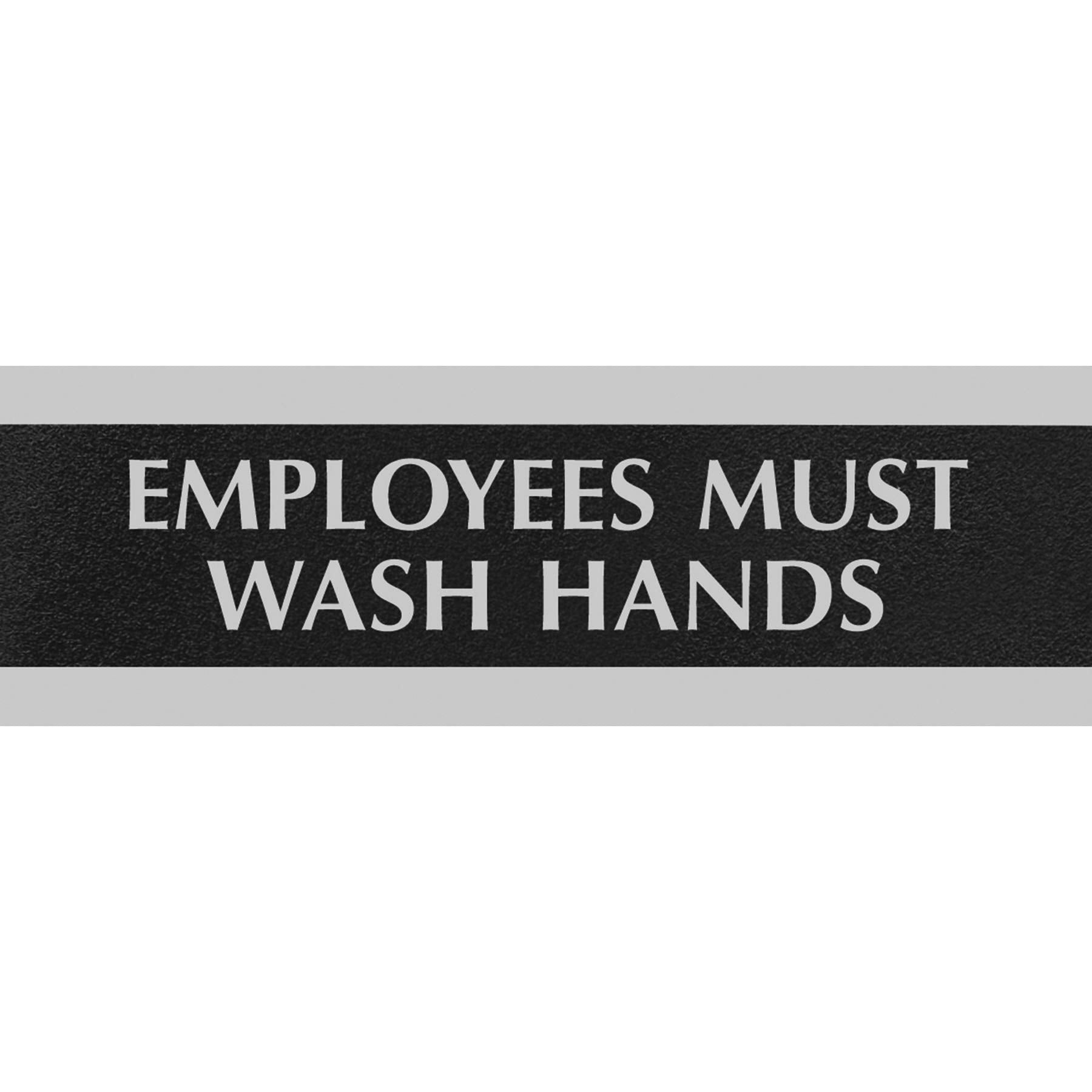 Headline Sign Century Series Office Sign, Employees Must Wash Hands, 9 X 3