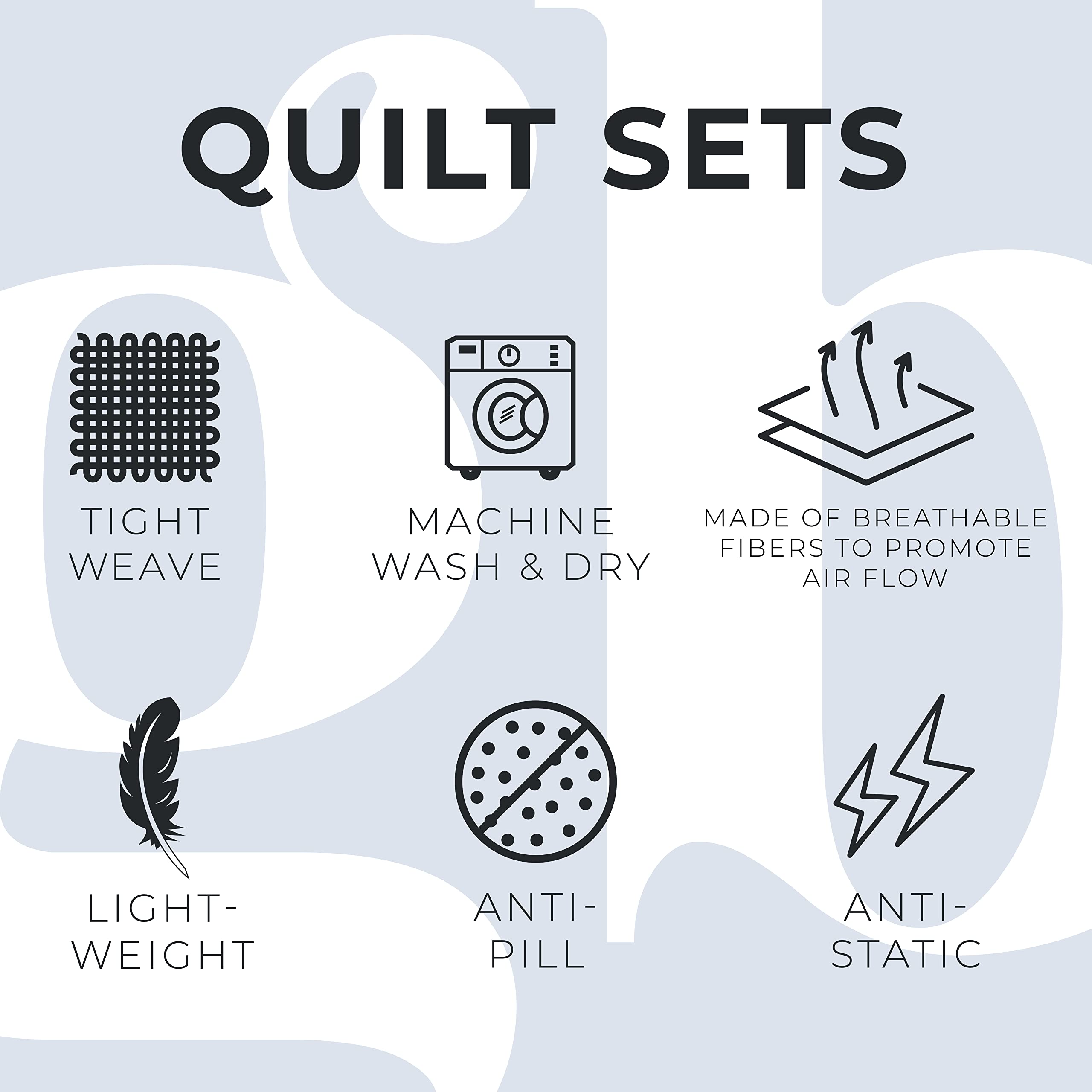 Great Bay Home 3-Piece Reversible Grey Full/Queen Quilt Comforter With 2 Shams | Lightweight, All-Season, Cozy, Modern Bedspread