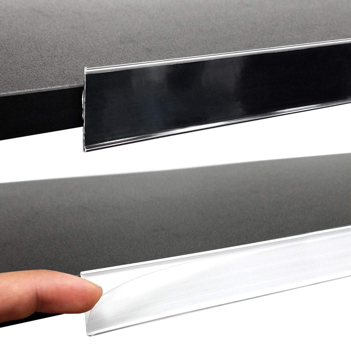 Adhesive Ticket Channel, Gondola & Wood Shelf Stick On Data Label Strip Upc Holder, White, 5 Pack
