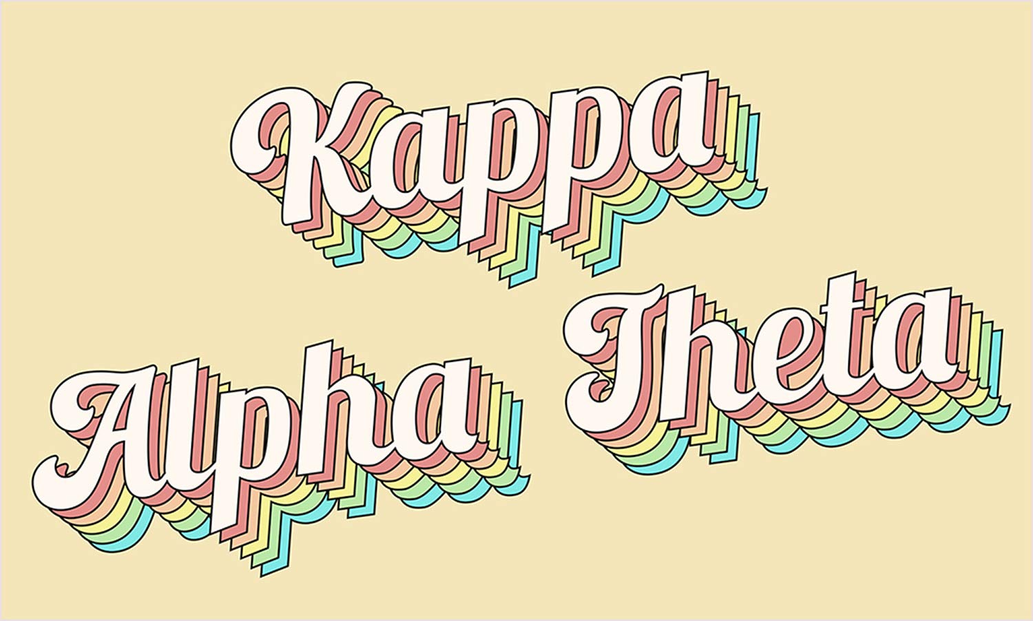 Sorority Shop - Kappa Alpha Theta - Sorority Letter Flag (Retro Design)