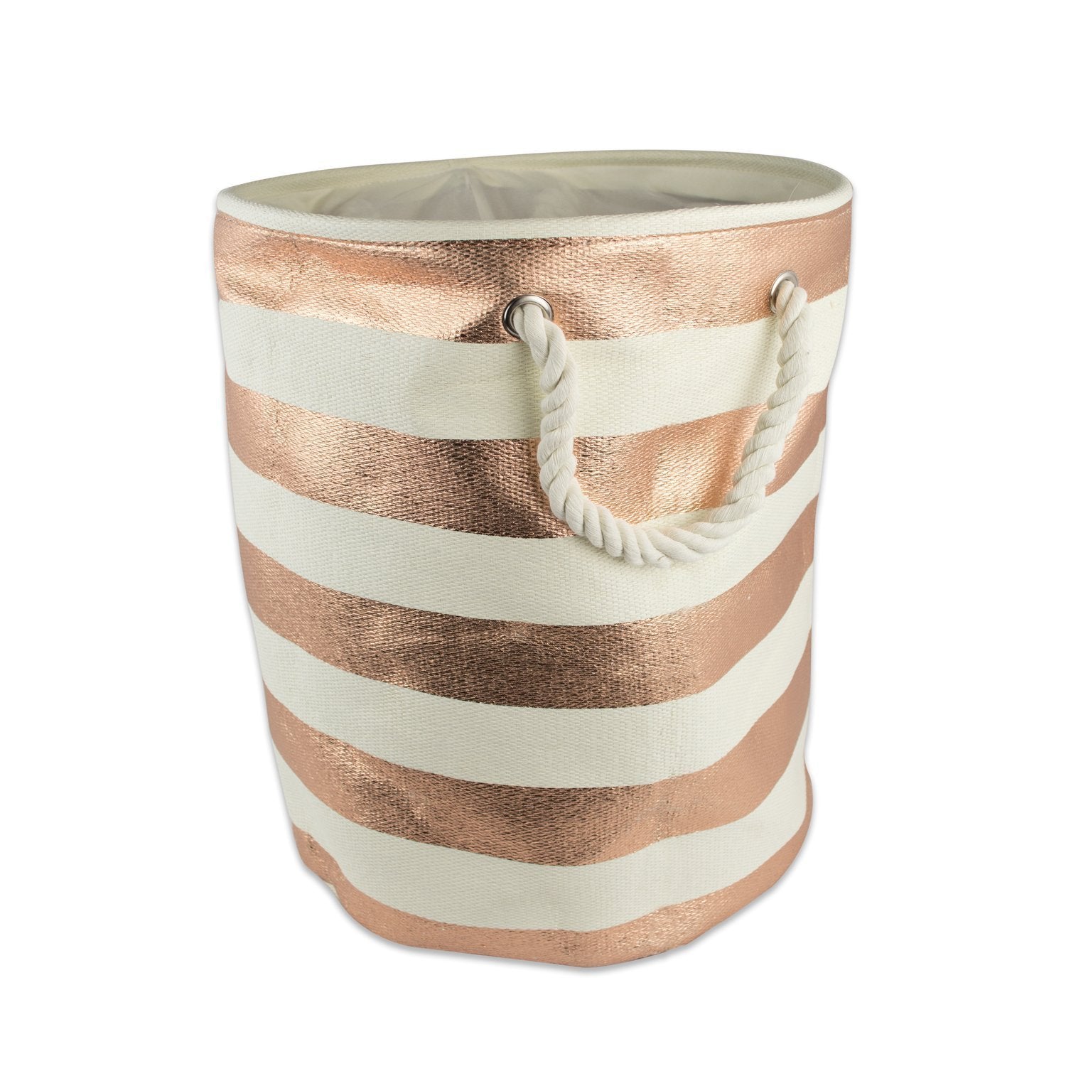 DII Collapsible Laundry Hamper/Storage Basket, Stripe Woven Paper, Copper Stripe, Small