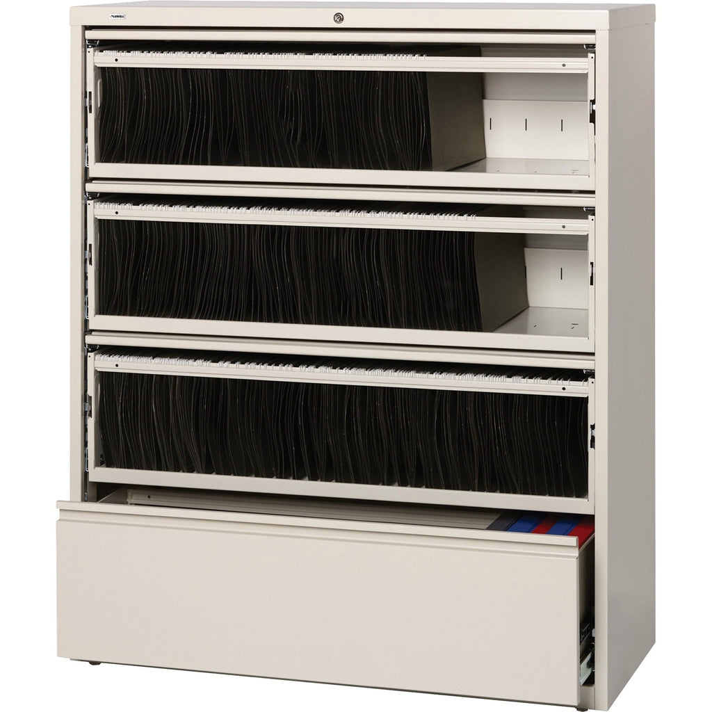 Lorell Llr43514 Receding Lateral File With Roll Out Sleeves, Putty