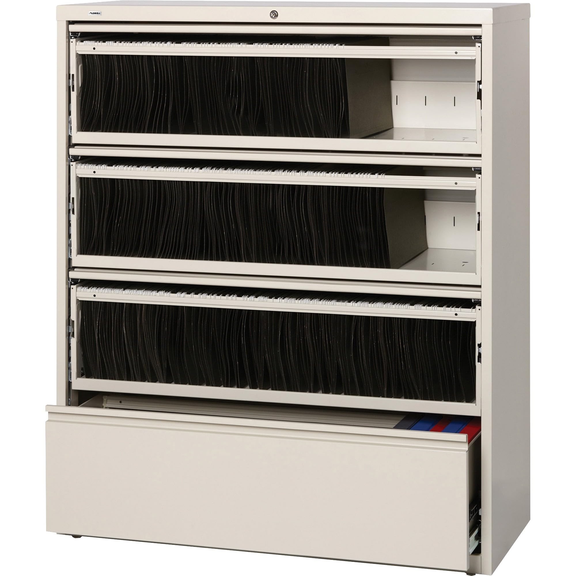 Lorell Llr43514 Receding Lateral File With Roll Out Sleeves, Putty