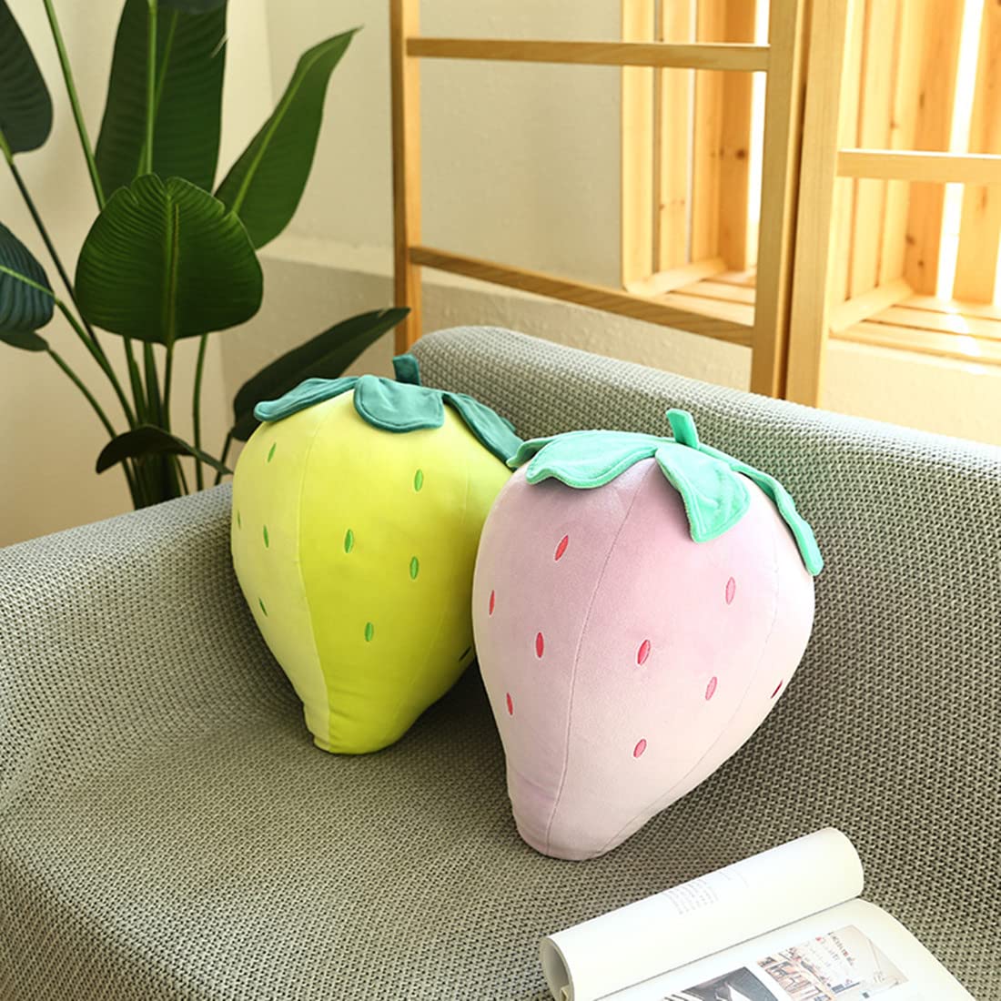 Cute Fruit Kids Pillow Stuffed Strawberry Plush Pillows Super Soft Girls Pillows Cushion Seat For Kids Toys (Purple,13.7'/35Cm)