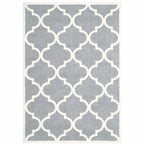 HomeRoots 509904 10 x 13 ft. Gray & Ivory Geometric Shag Power Loom Stain Resistant Rectangle Area Rug