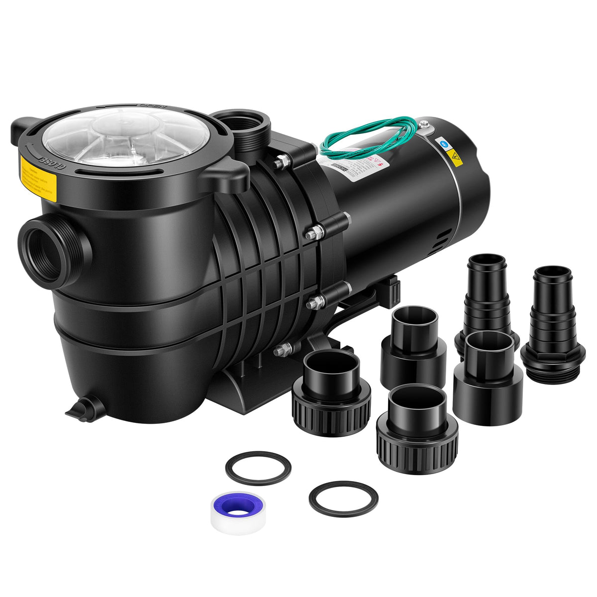 Vivohome 1.5 Hp 6498 Gph Powerful Copper Motor Dual Voltage Self Primming In/Above Ground Swimming Pool Pump W1.25' & 1.5' & 2