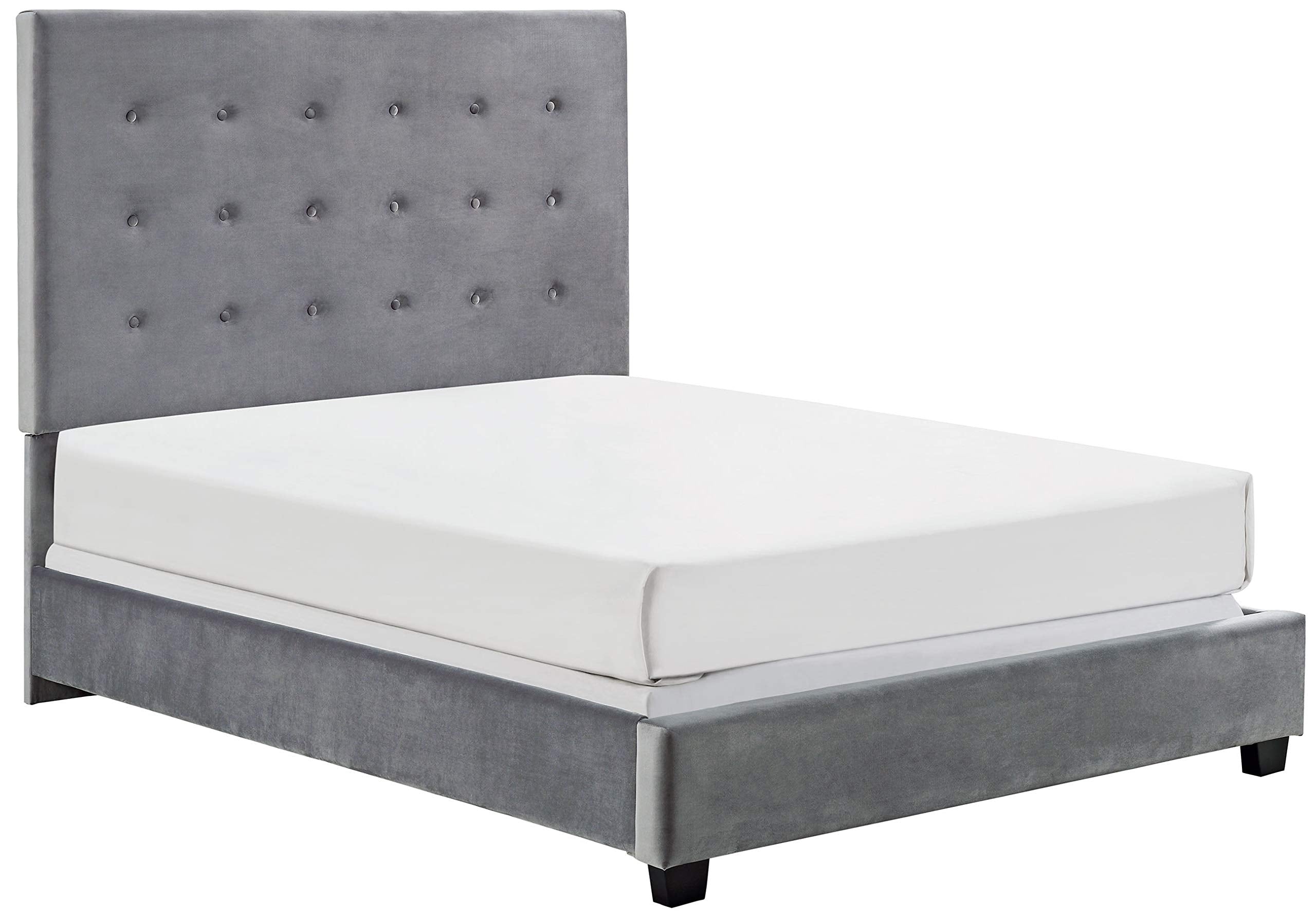 Crosley Furniture Reston Upholstered Bed Set, Shale Microfiber, King