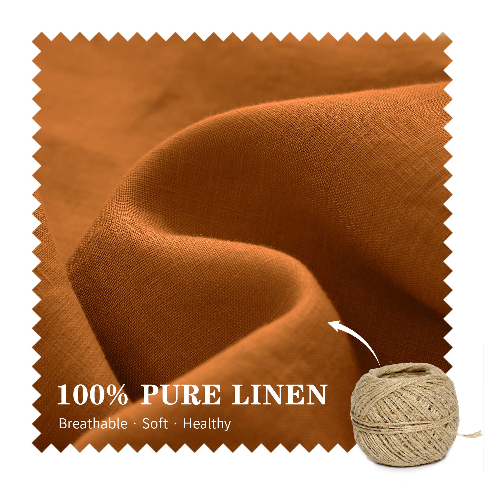 Simple&Opulence 100% Linen Lumbar Pillow Cover 12 X 20 Inches Set Of 2 Rectangular Decorative Throw Cushion Cover For Couch Sofa Bed Living Room Office Soft Breathable Farmhouse - Rust