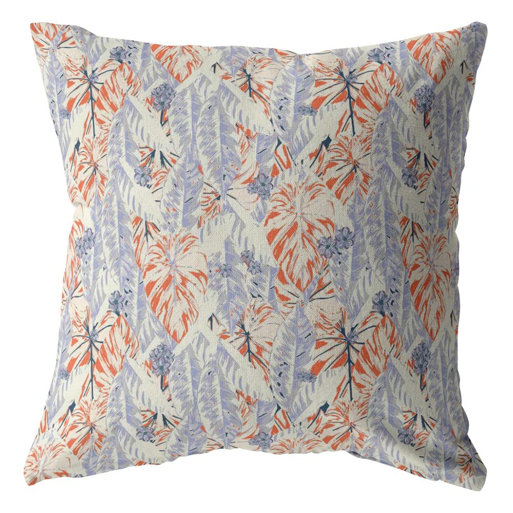 HomeRoots 18' Orange Lavender Tropics Suede Throw Pillow