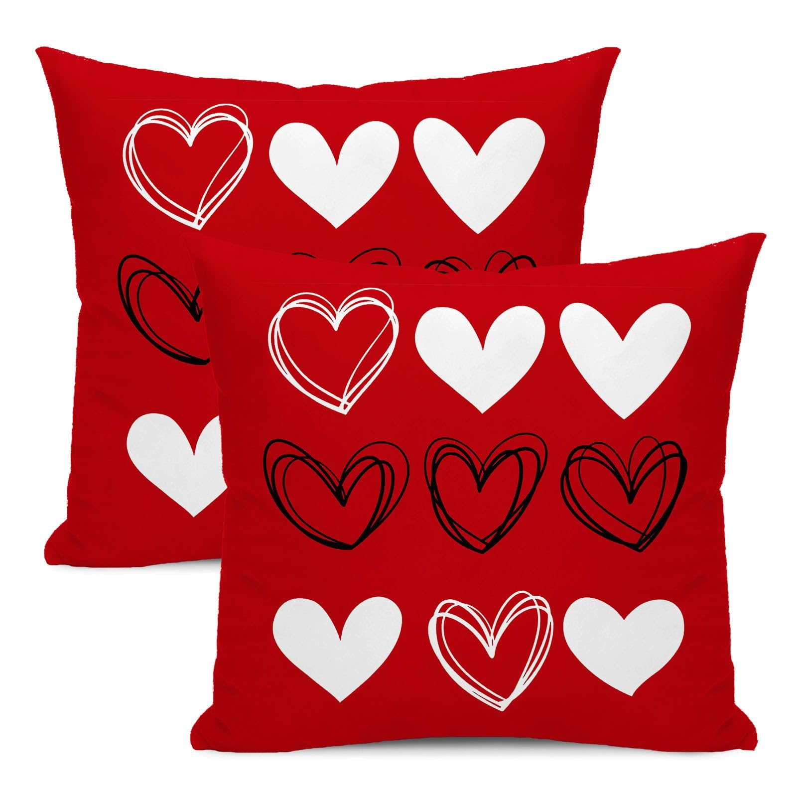 Aeioae Valentines Pillow Covers 18X18 Inch Set Of 2,Red White Black Love Heart Throw Pillows Case,Valentine'S Day Mother'S Day A