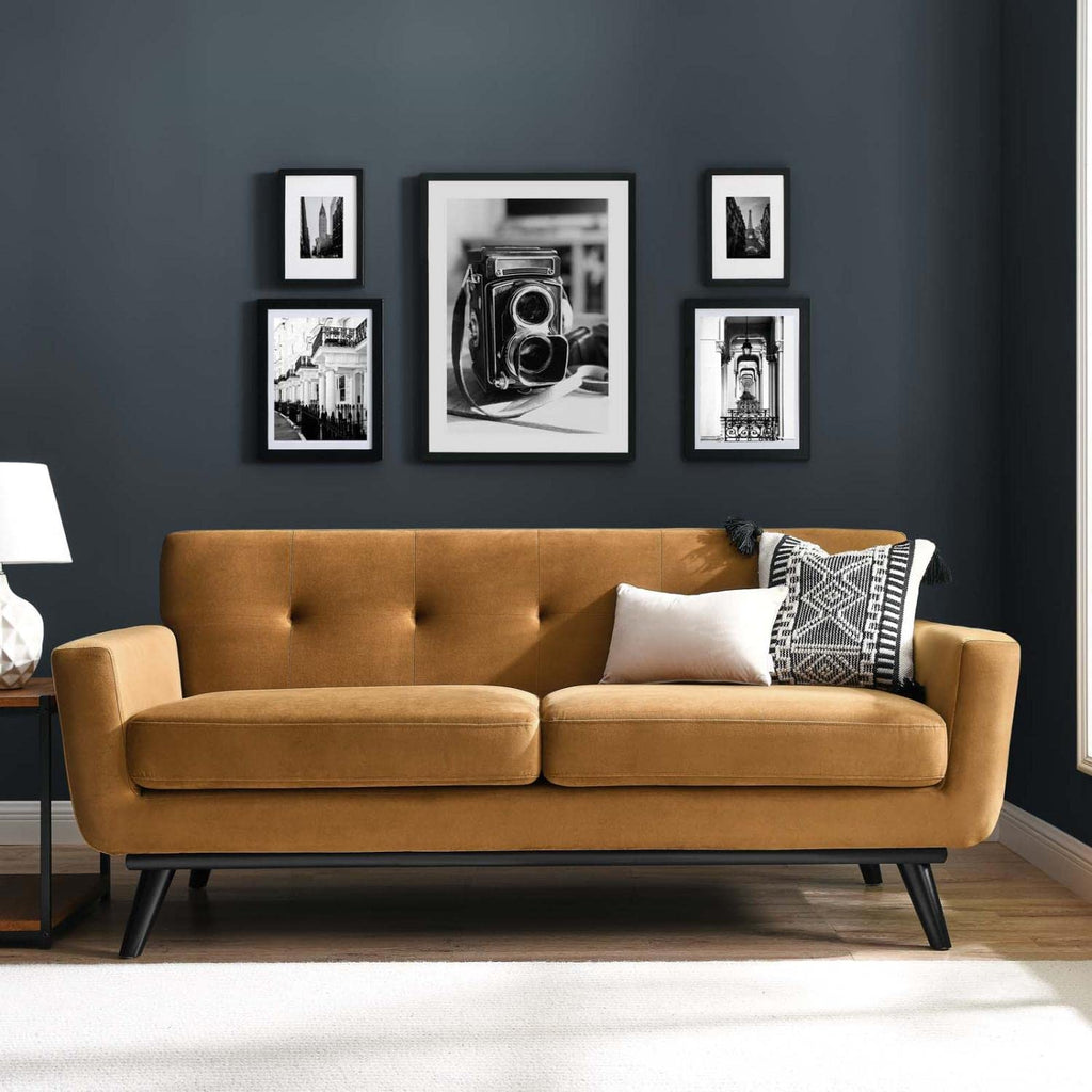 Modway Engage Performance Velvet Loveseat With Cognac Finish Eei-5599-Cog