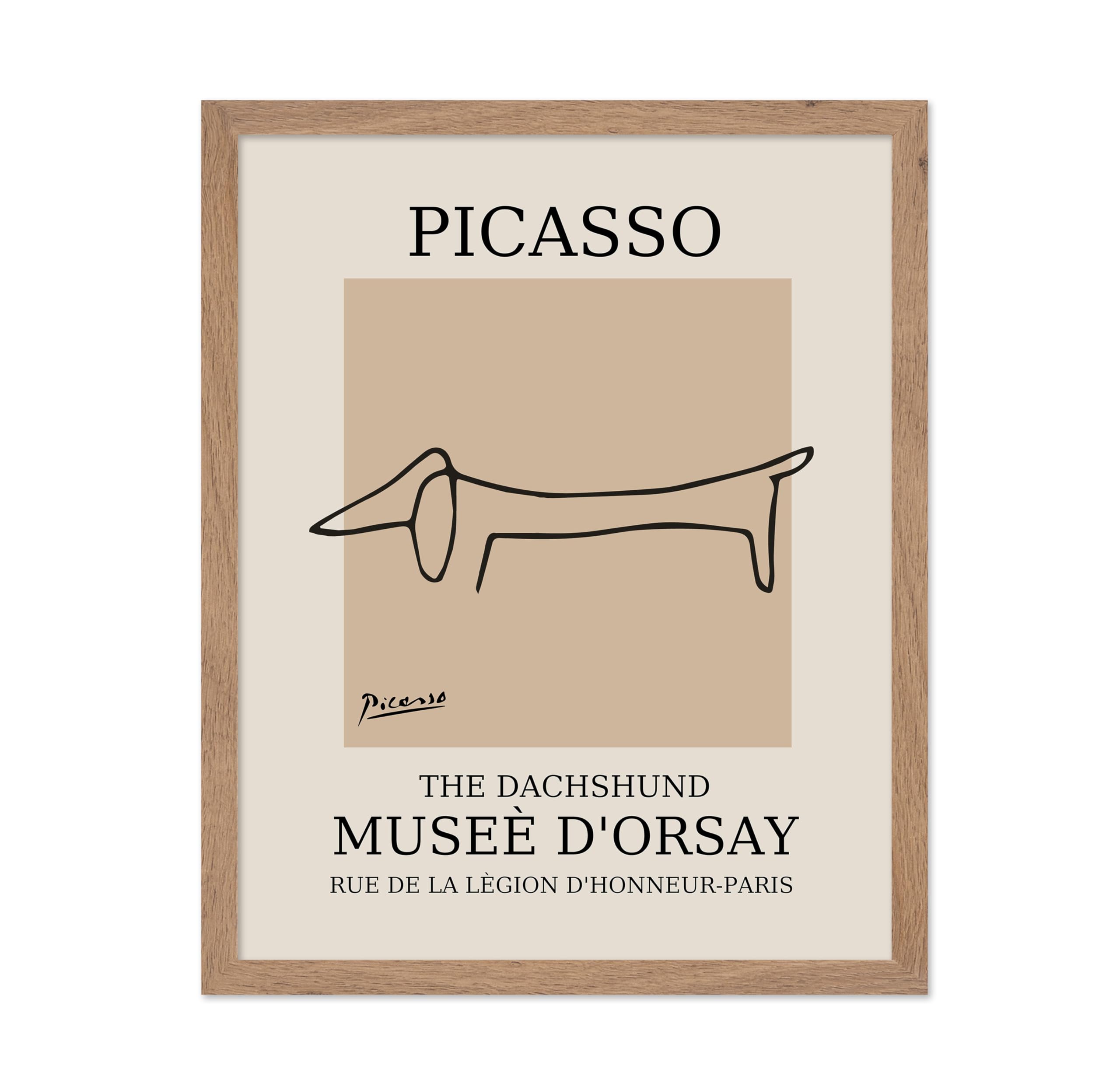 Poster Master Vintage Picasso Poster - Retro Minimalist Print - Gift for Artist, Housewarming - Dachshund Dog, Line Drawing, Abs