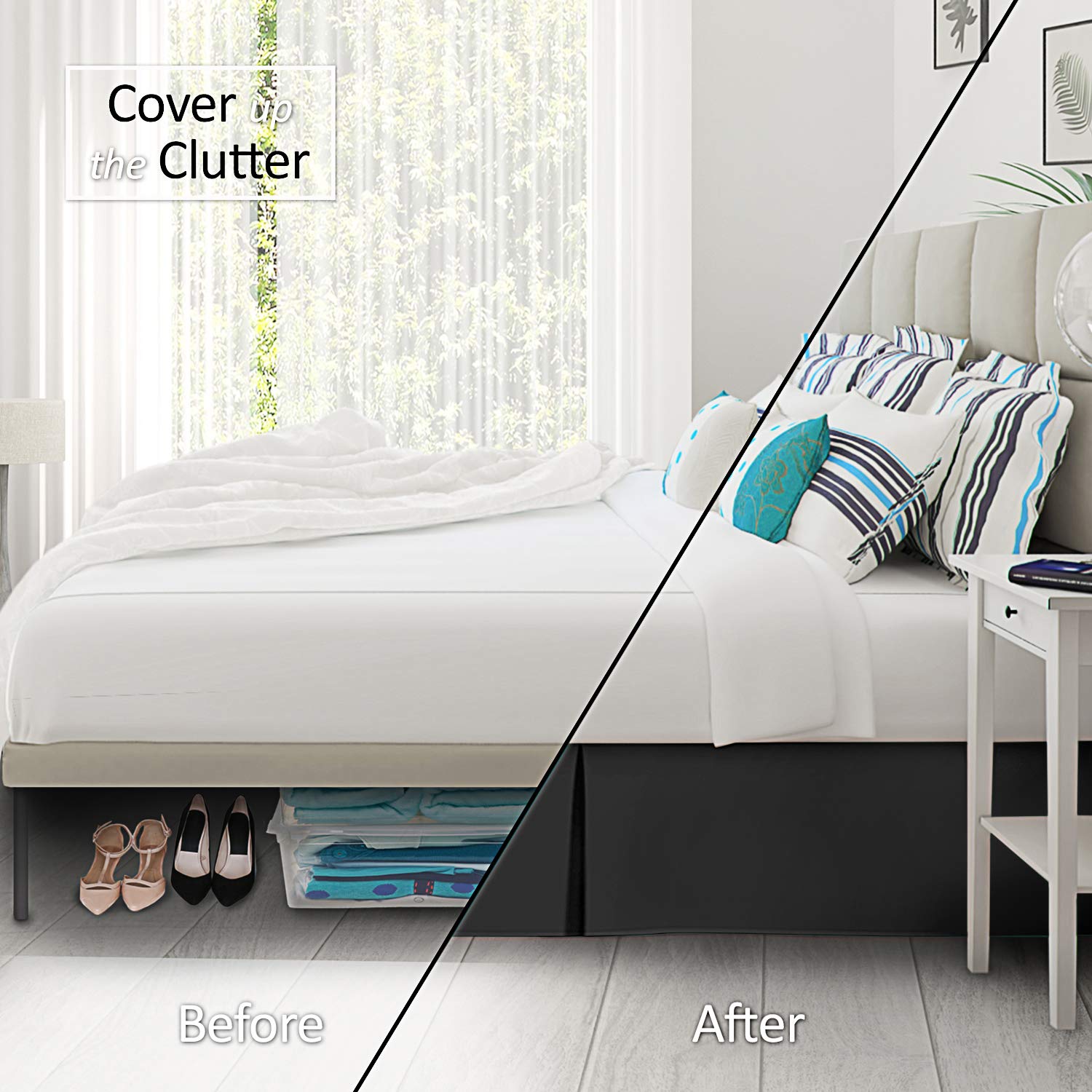 Nestl Gold Full Bed Skirt - Full Size Bed Skirt 14 Inch Drop - Brushed Microfiber Bed Skirts - Hotel Quality Pleated Bed Skirt - Shrinkage & Fade Resistant