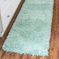 Rugs.com Infinity Collection Solid Shag Area Rug 10 Ft Runner Cyan Shag Rug Perfect for Hallways, Entryways