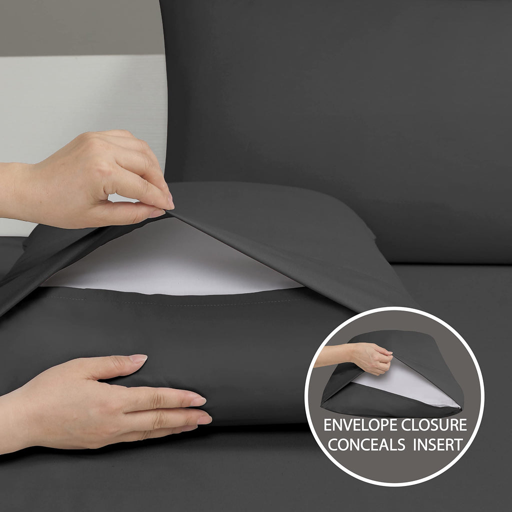 Cathay Home Essentials Ultra Soft Hypoallergenic Wrinkle Resistant Double Brushed Microfiber Bedding Sheet Set, Gray, Full