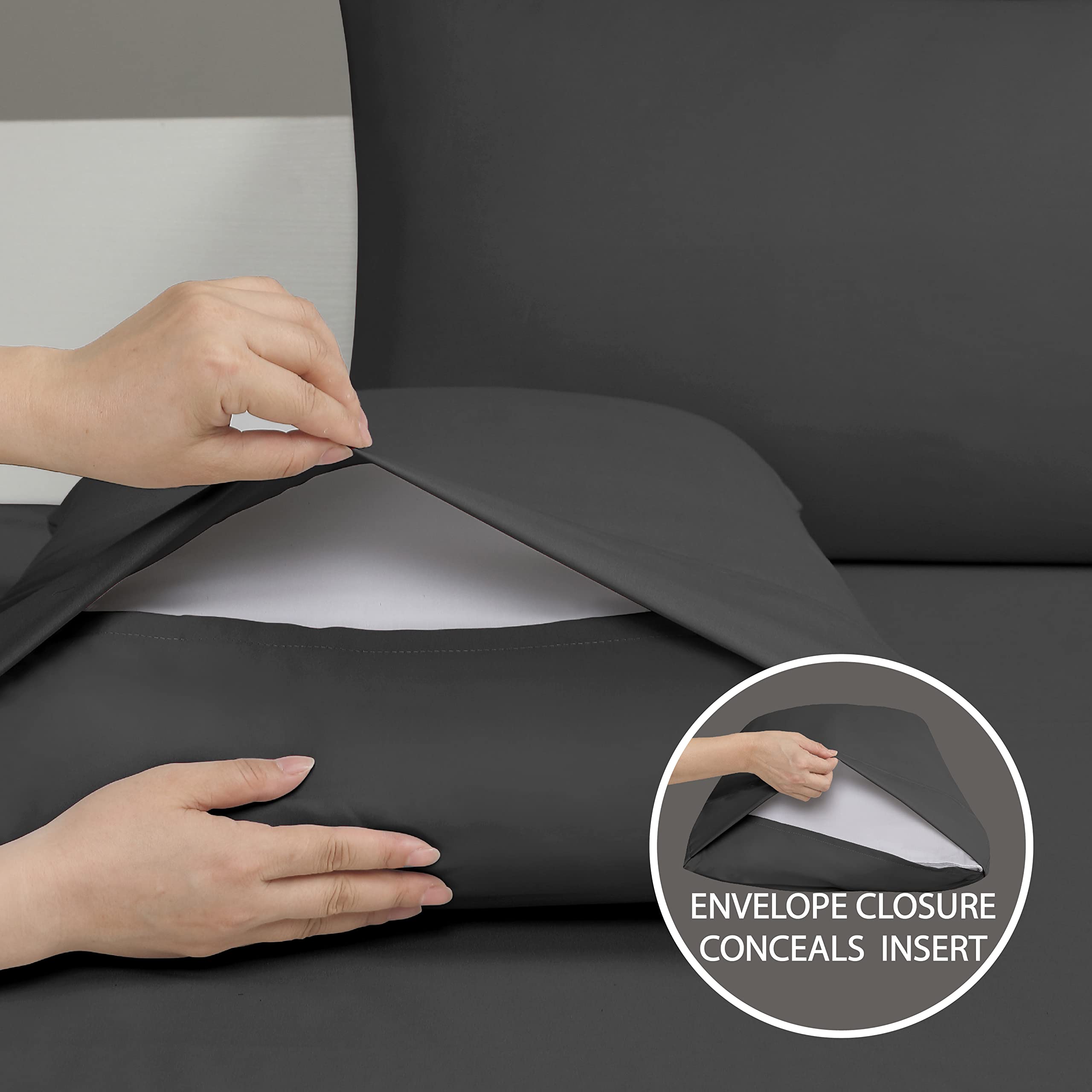 Cathay Home Essentials Ultra Soft Hypoallergenic Wrinkle Resistant Double Brushed Microfiber Bedding Sheet Set, Gray, Full