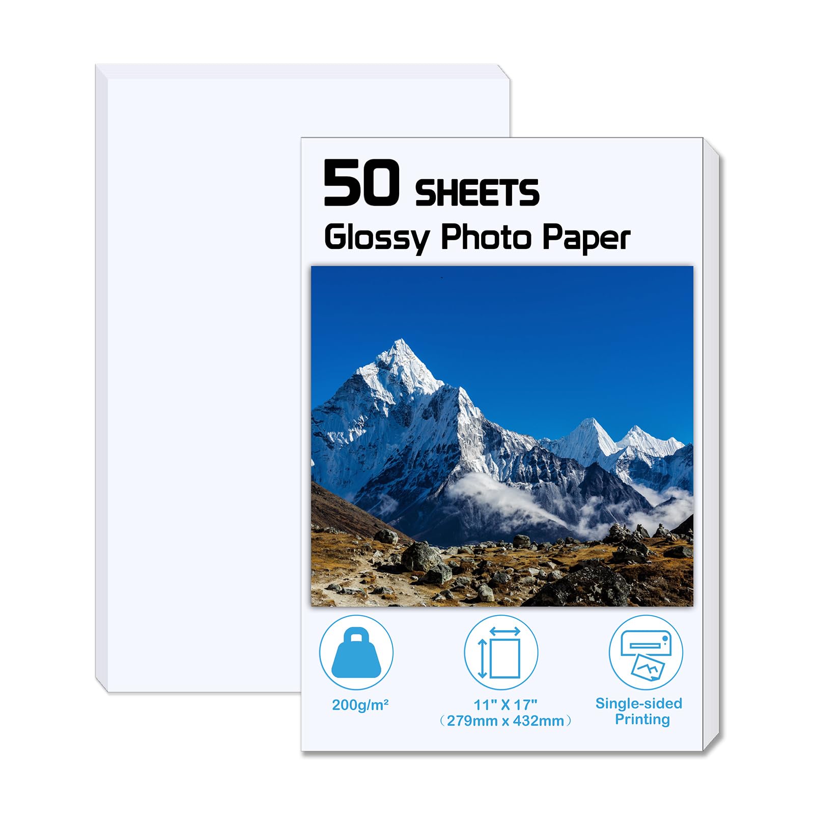 Zbeivan 11X17 Photo Paper, Glossy Photo Paper 50 Sheets, 11'X17' Inkjet Printer Photo Paper For Dye Ink, 200 Gsm