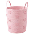 RattanView Pink Bow Cotton Rope Toy Basket Hamper for Girls Kids Nursery
