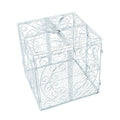 Fun Express White Metal Card Holder - Box with Scroll Design and Hinged Lid - Wedding and Event Decor - 1 Piece