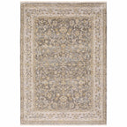 HomeRoots Polyester 2' x 3' Beige Grey Machine Woven Oriental Indoor Area Rug