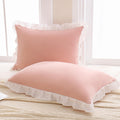 Merryword Pink Pillow Shams Pink And White Reversible Standard Pillowcases Cute Pillow Cover Set Of 2 Soft Shabby Chic Ruffled P