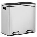 SONGMICS Trash Can, 2 x 6.3-Gallon (2 x 24L) Dual Garbage Can, Pedal Recycle Bin with Lids and Inner Buckets for Small Kitchens,