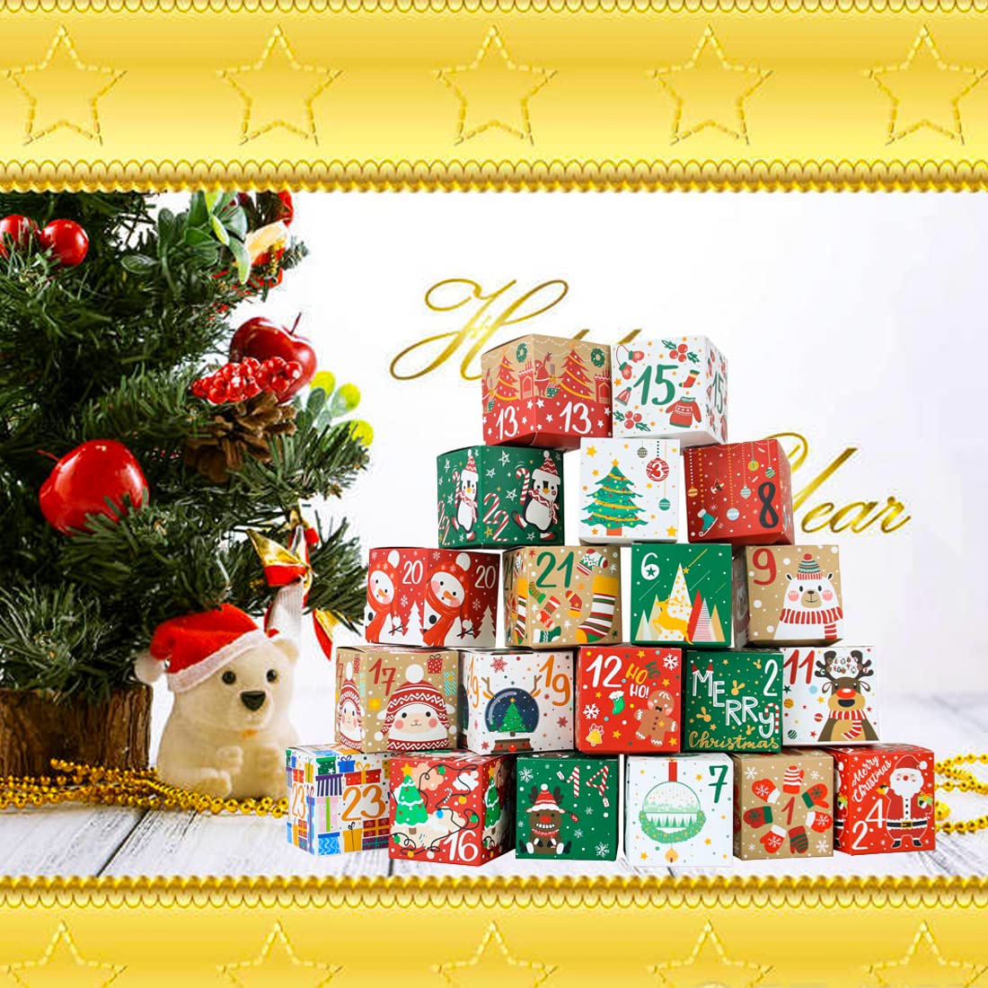 24 Pcs Diy Christmas Advent Calendar Boxes, 24 Days Advent Countdown Gift Boxes, Christmas Cardboard Number Boxes For Kids And F