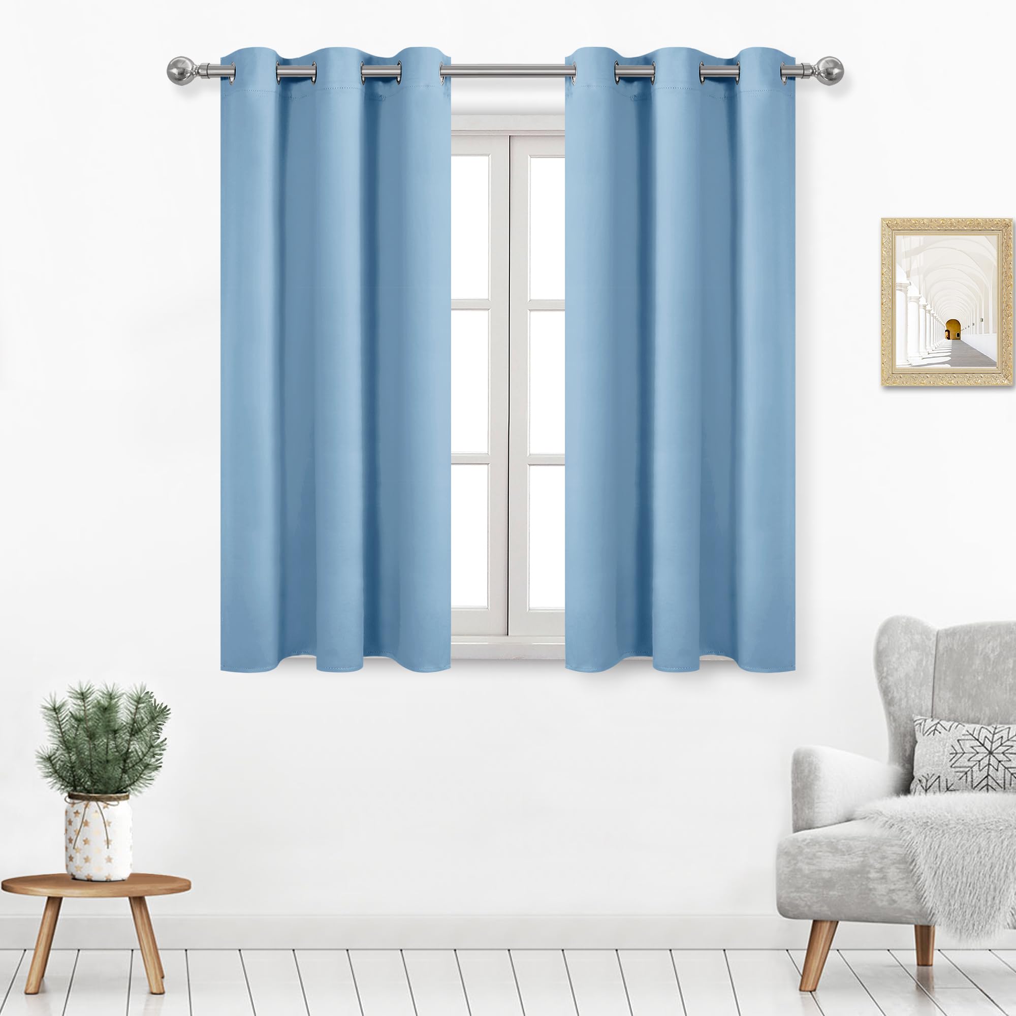 Dwcn Blackout Curtains Room Darkening Thermal Insulated Grommet Window Curtain For Bedroom Living Room 42 X 54 Inches Long, 2 Pa