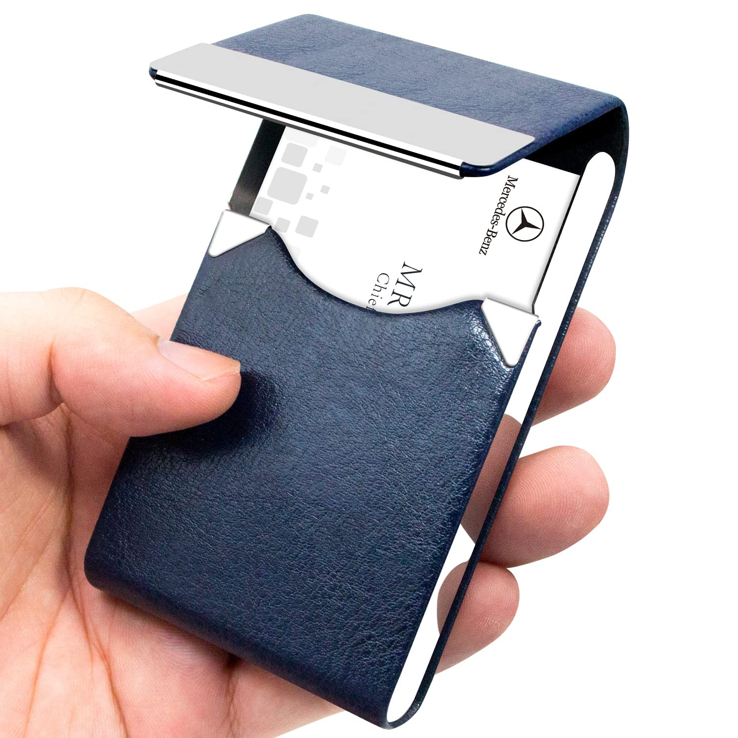 Padike Professional Business Card Holder Pu Leather Business Card Case Name Card Holder Slim Metal Pocket Card Holder With Magne