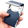Padike Professional Business Card Holder Pu Leather Business Card Case Name Card Holder Slim Metal Pocket Card Holder With Magne