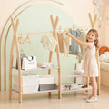 NACHES Small Kid Clothing Rack Wood Montessori Garment Rack for Toddler Baby Wardrobe Closet Compact Dress Up Storage Organizer 
