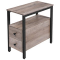 HOOBRO End Table, Narrow Chairside Table with Drawer and Open Storage Shelf, Nightstand for Small Spaces, Stable and Sturdy Cons