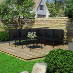 vidaXL 3 Piece Weather-Resistant Patio Lounge Set with Cushions - Highly Durable Black PVC and Powder-Coated Steel Frame - Modular Design for Customizable Layout