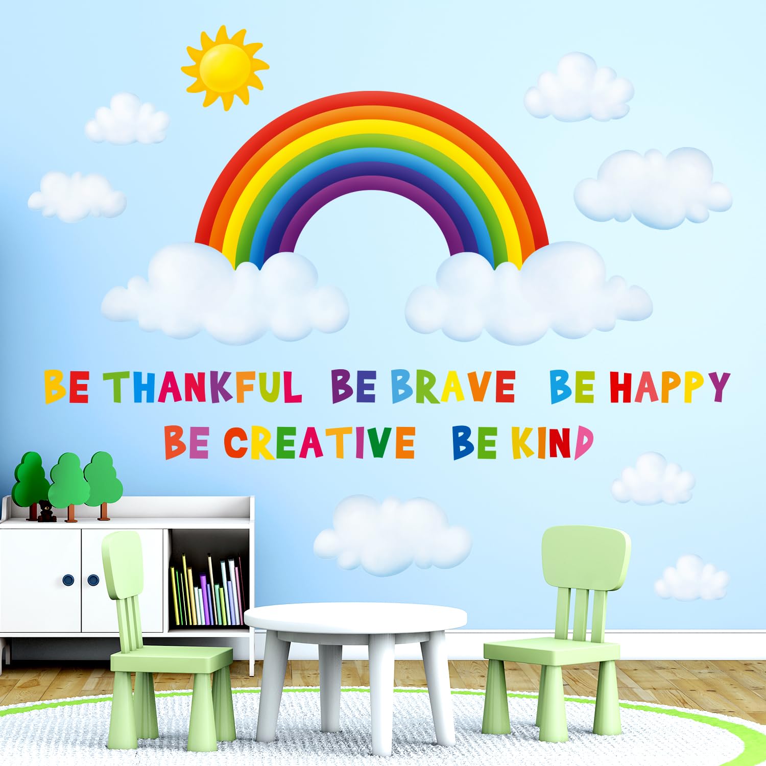 DECOWALL SG-1713 Rainbow and Clouds Kids Wall Stickers Wall Decals Peel and Stick Removable Wall Stickers for Kids Nursery Bedro