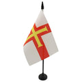 Guernsey Table Flag 4' X 6' - British Desk Flag 15 X 10 Cm - Black Plastic Stick And Base - Az Flag