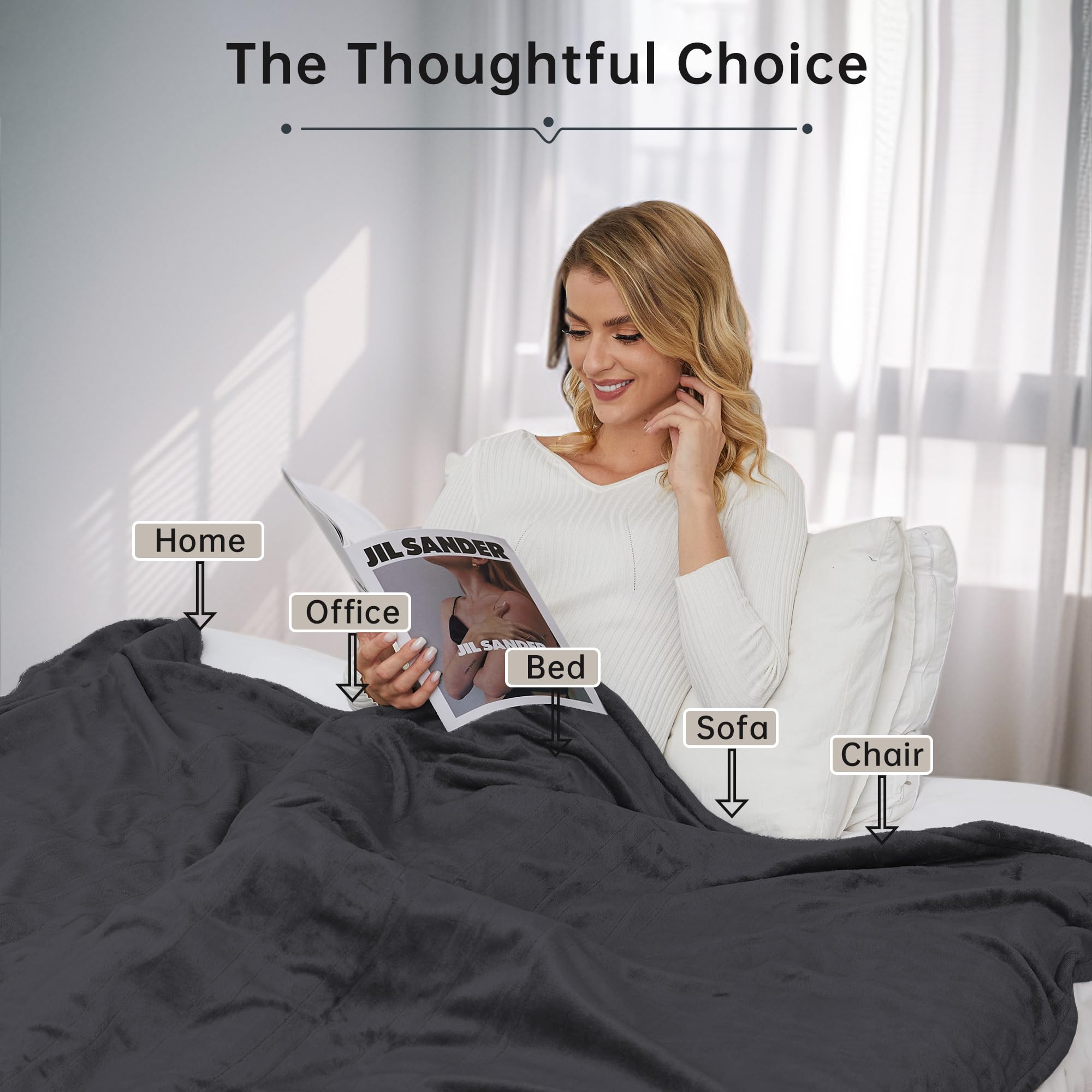 Mcjaw Electric Heated Blanket 72''X 84'' Full Size, 4 Heating Levels And 10 Hours Auto Off, Lightweight And Breathable - Ebony