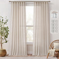 Miulee Natural Linen Curtains 94 Inches Long 2 Panels, Pinch Pleated Back Tab Soft Thick Linen Textured Window Drapes For Bedroom Living Room Semi Sheer Light Filtering Neutral Farmhouse Cream Ivory