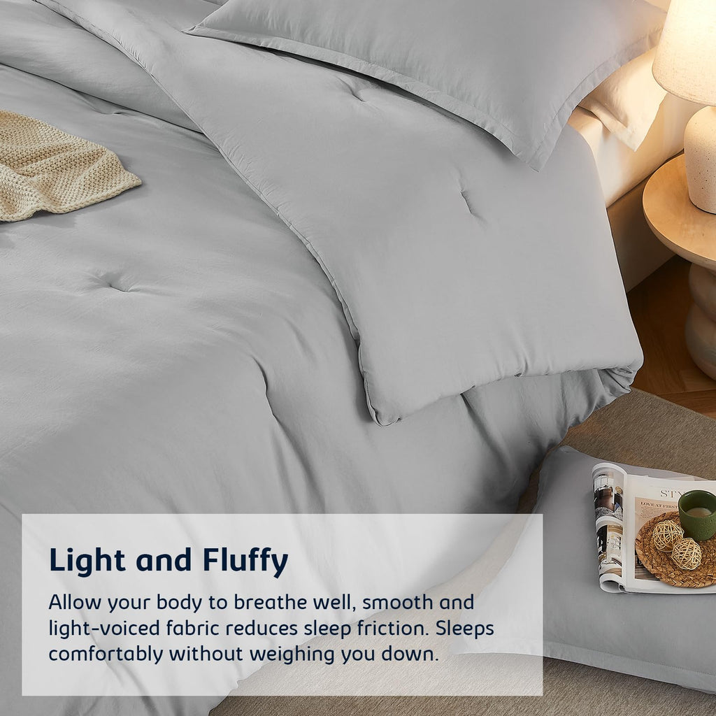 Quataly Twin Comforter Set Lightgrey,2Pcs Soft Lightweight Breathable Bedding Comforter Sets For All Season, Twin Size(68''  90'