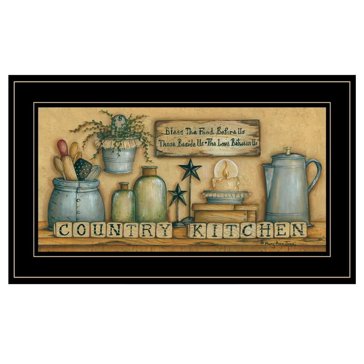 Country Kitchen 7 Black Framed Print Wall Art