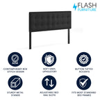Flash Furniture Lennox Tufted Upholstered Headboard For Queen Size Bed, Contemporary Vinyl Tufted Headboard With Adjustable Height, Black