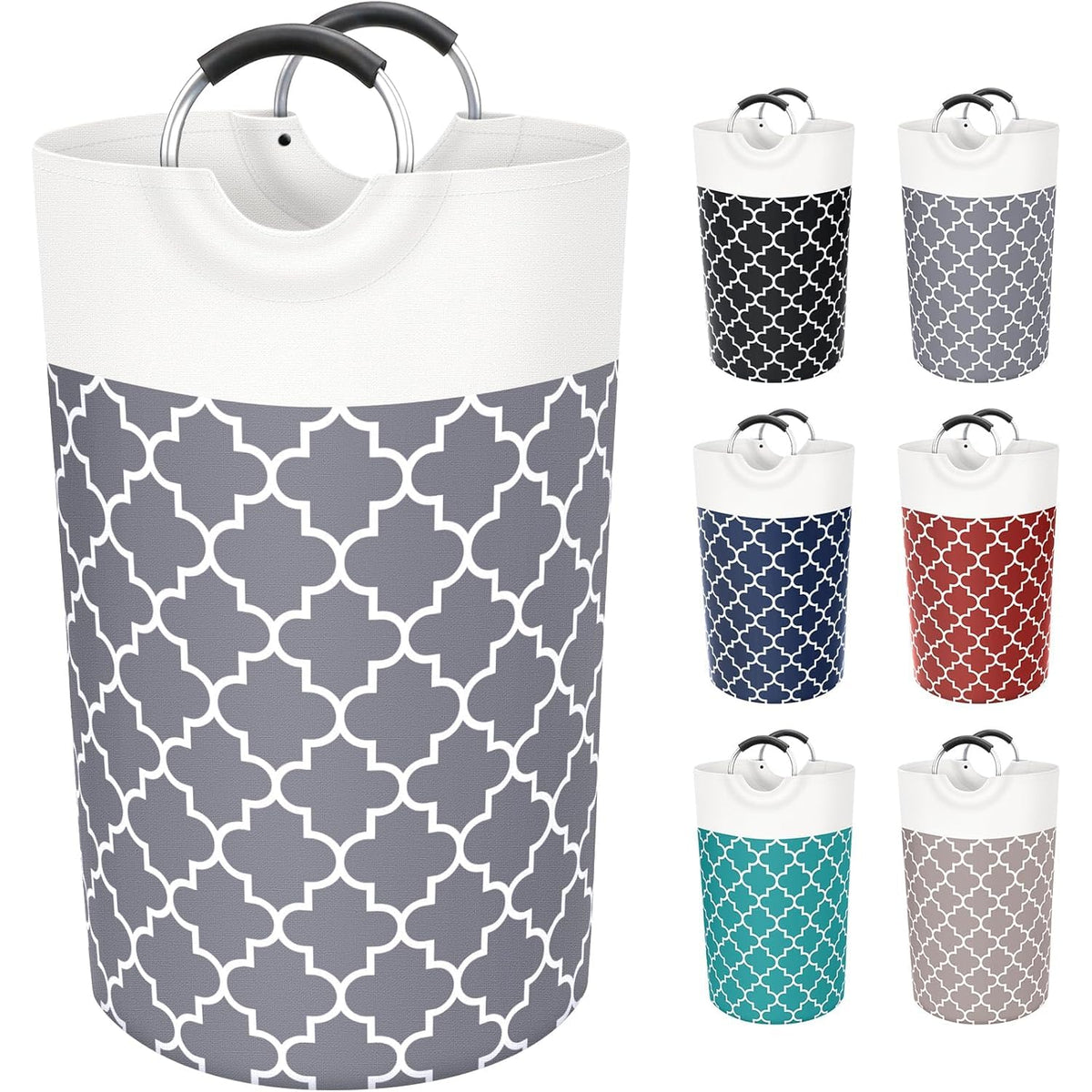 Kienlix 82L Large Laundry Basket, Collapsible Laundry Bag, Freestanding Tall Clothes Hamper, Foldable Washing Bin (GREY 1)