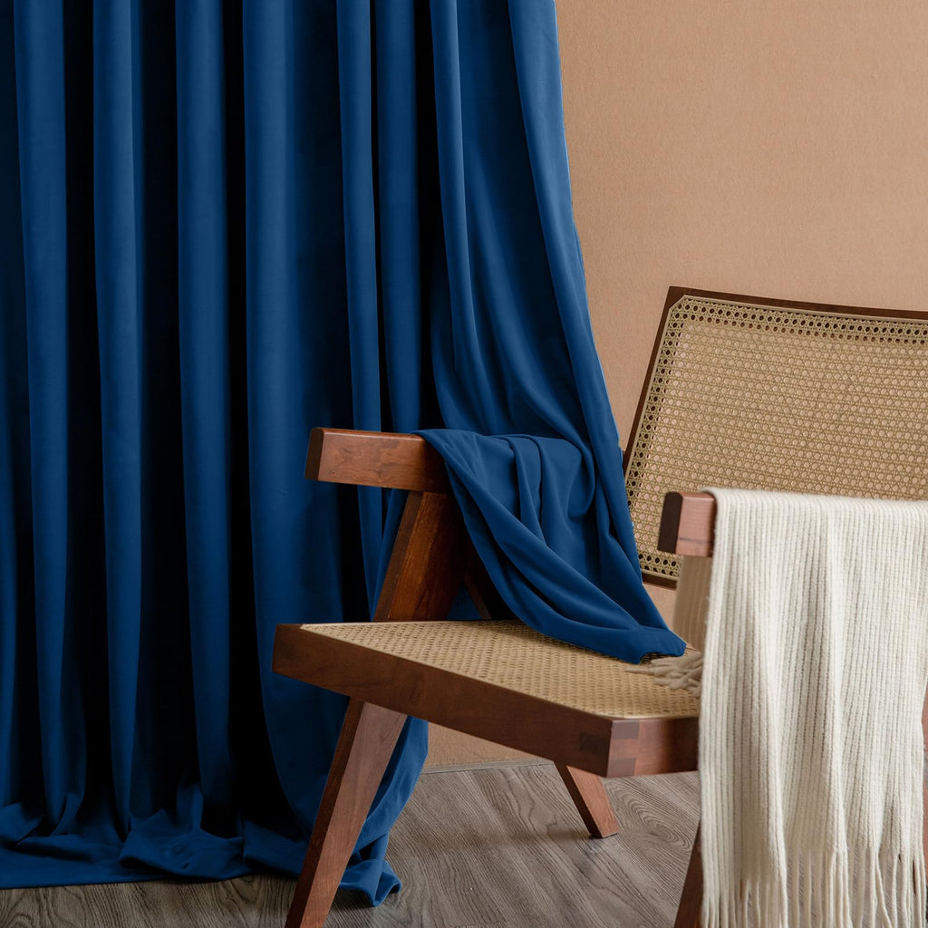 Lazzzy Navy Blue Velvet Curtains Room Darkening Thermal Insulated Curtains 84 Inch Long Window Drapes For Bedroom Living Room Super Soft Luxury Rod Pocket Window Treatment, 2 Panels