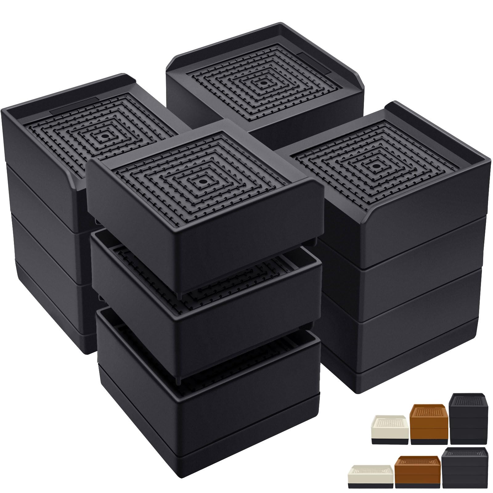 Annkut Bed Risers 4 Inch Heavy Duty, Furniture Risers For Desk Table Sofa Couch Lifts To 1.5?3 Or 4 In, Square Adjustable Risers