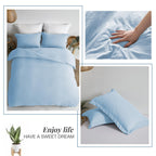 Mildly Super Soft Duvet Cover - 100% Washed Microfiber Cool Blue Comforter Cover Set 3 Pieces With Zipper Closure & Corner Ties