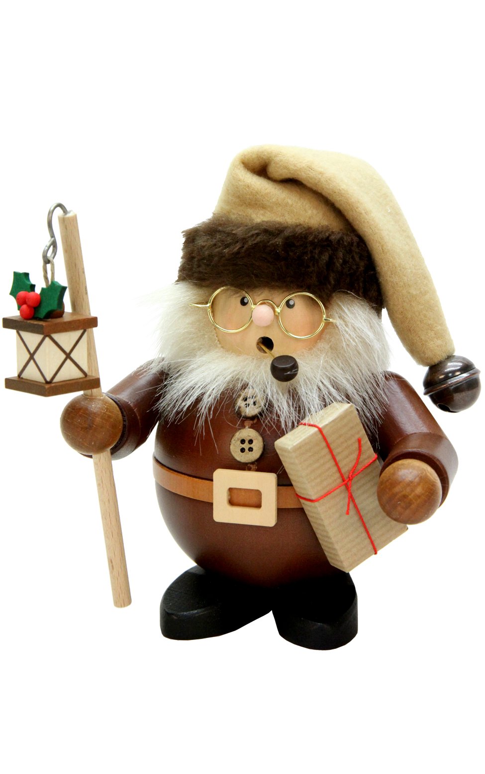 Christian Ulbricht 1-464 Incense Burner-Santa With Lantern (Natural) -6" H X 5" W X 5.5" D, Brown
