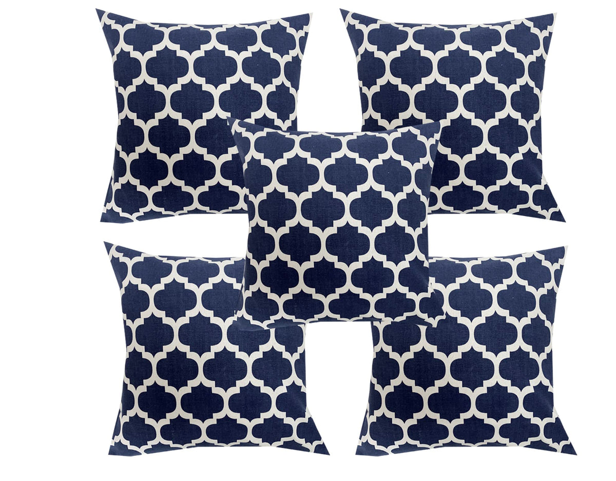 Pinkparrot Pure Cotton Blue Colour Cushion Cover 16X16 Inch Set Of 5 Pc