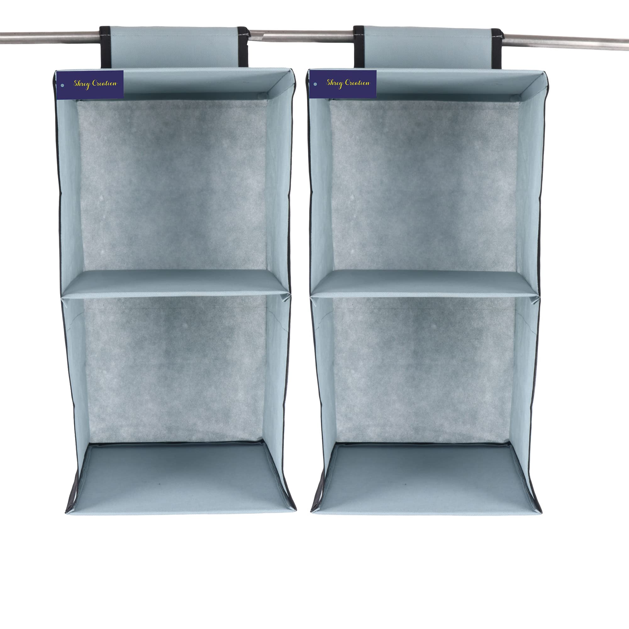Shrey Creation Non Woven 2 Foldable Shelf Closet Hanging Wardrobe Clothes Organizer Storage Hanger For Family Closet Bedroom (Pa