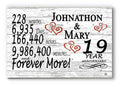 Broad Bay Personalized 19 Year Anniversary Sign Gift 19th Wedding Anniversary Present For Couple - Days Minutes Years - Solid Wo